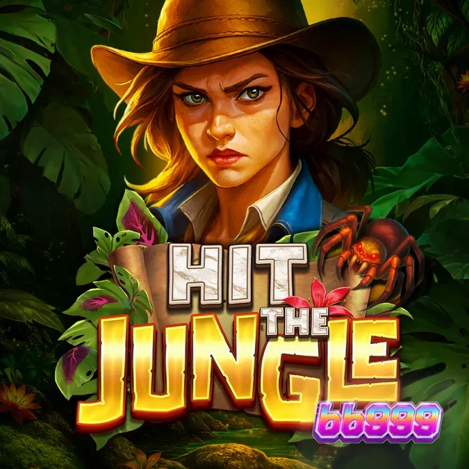 Interface do slot Hit the Jungle mostrando a grade expandida e símbolos de mistério
